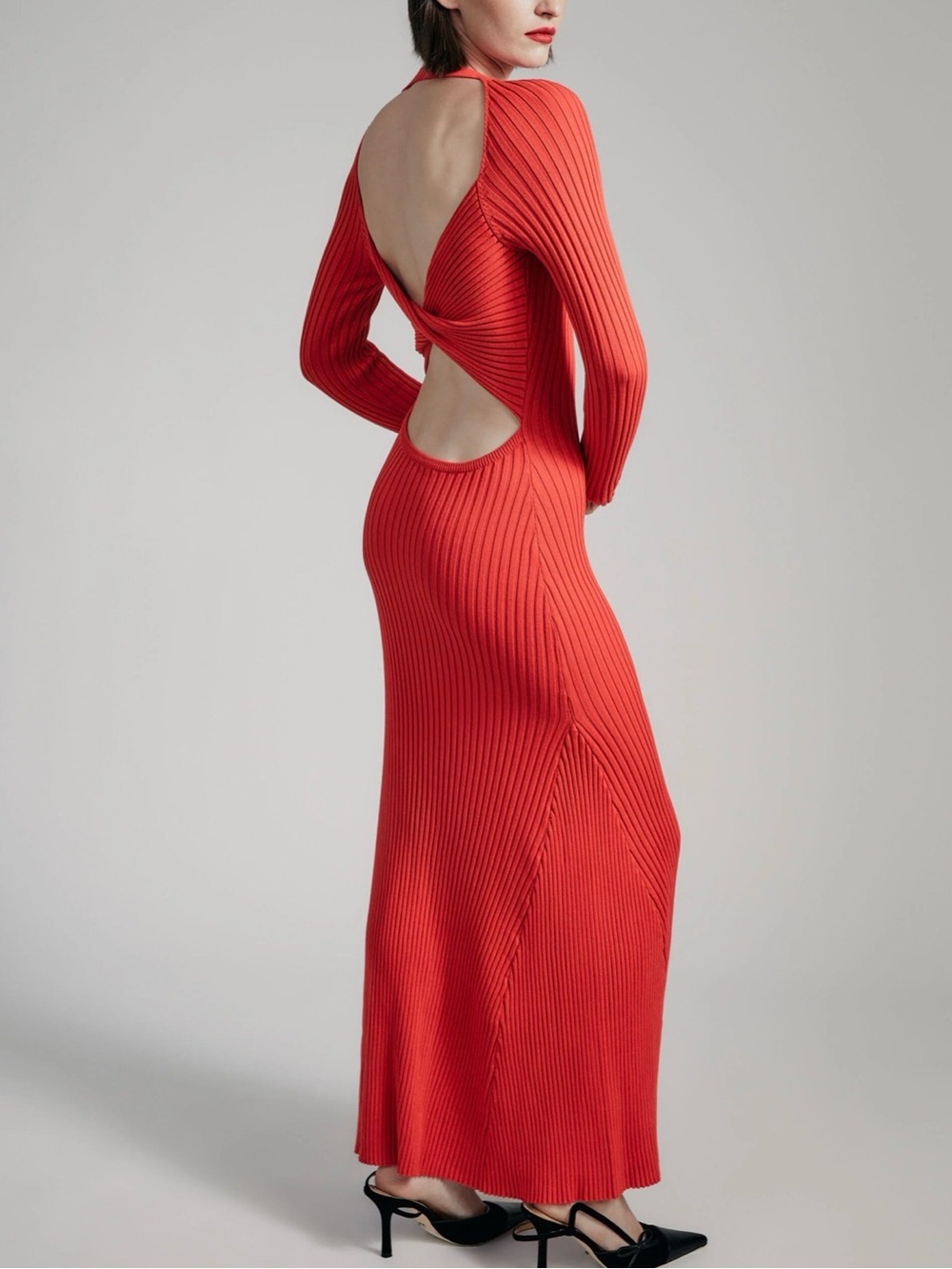 Bardot Amaro Maxi Knit Dress In Fire Red - size Large NWT